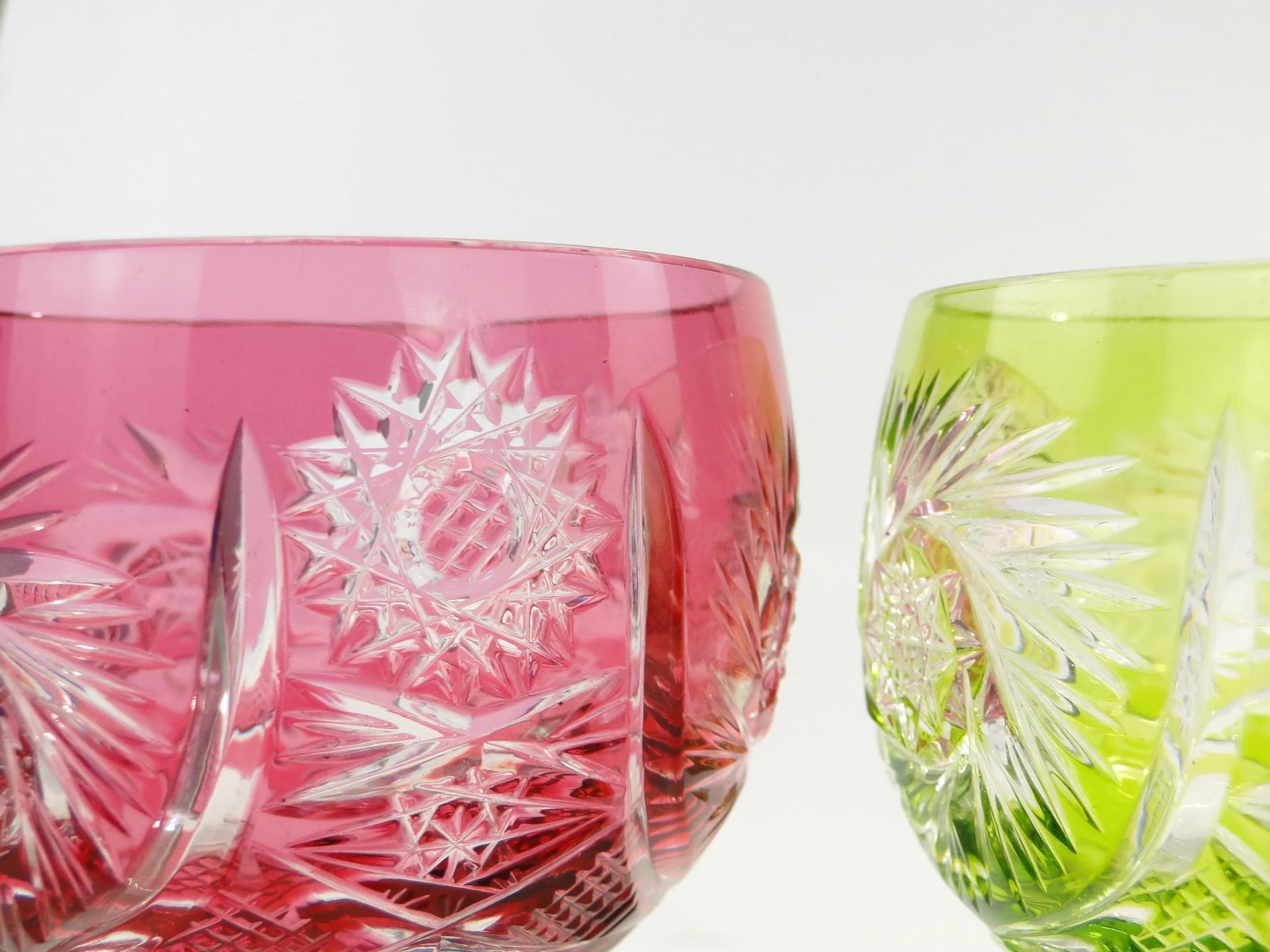 Set of white wine glasses, multicolor, crystal, Germany, 1960s. - 160796