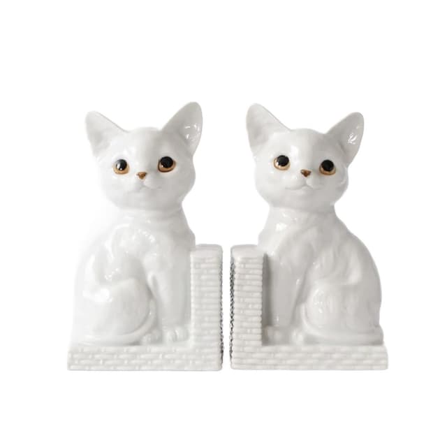 Pair of bookends, white porcelain, 1960s - DIMENSION