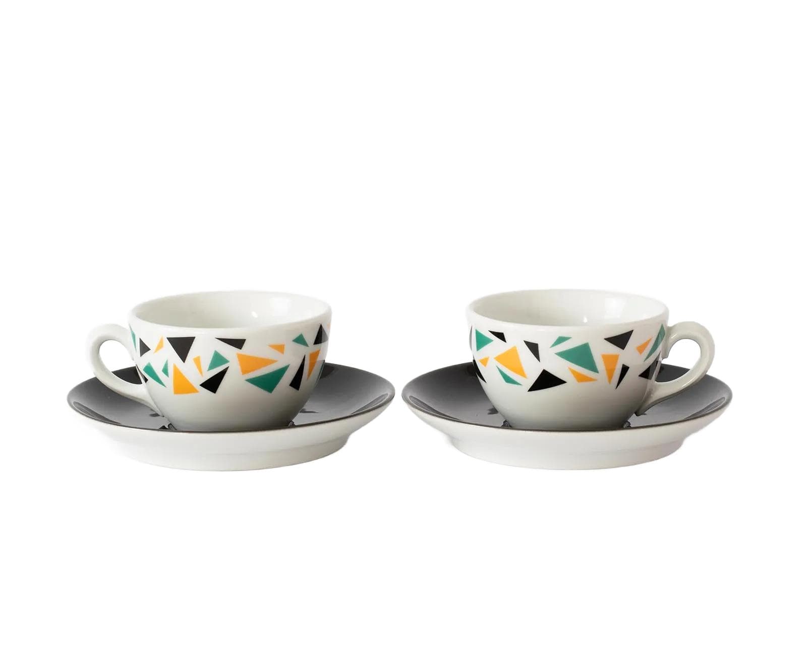 Pair of coffee cups, multicolor porcelain, Hutschenreuther, Germany, 1990s.