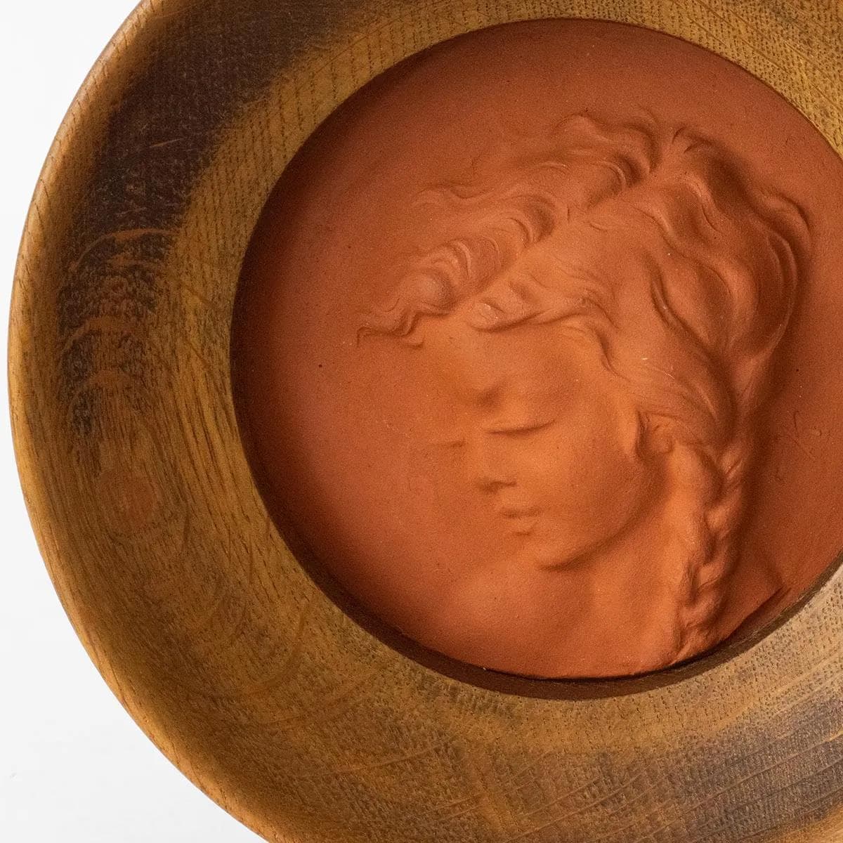 Tondo, brown terracotta, by K. Van Der Kaaij, Belgium, 1960s. - 160546