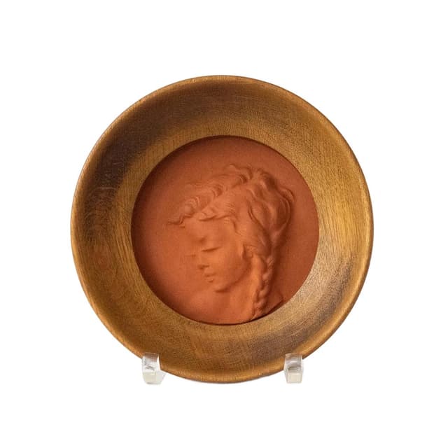 Tondo, brown terracotta, by K. Van Der Kaaij, Belgium, 1960s. - DIMENSION