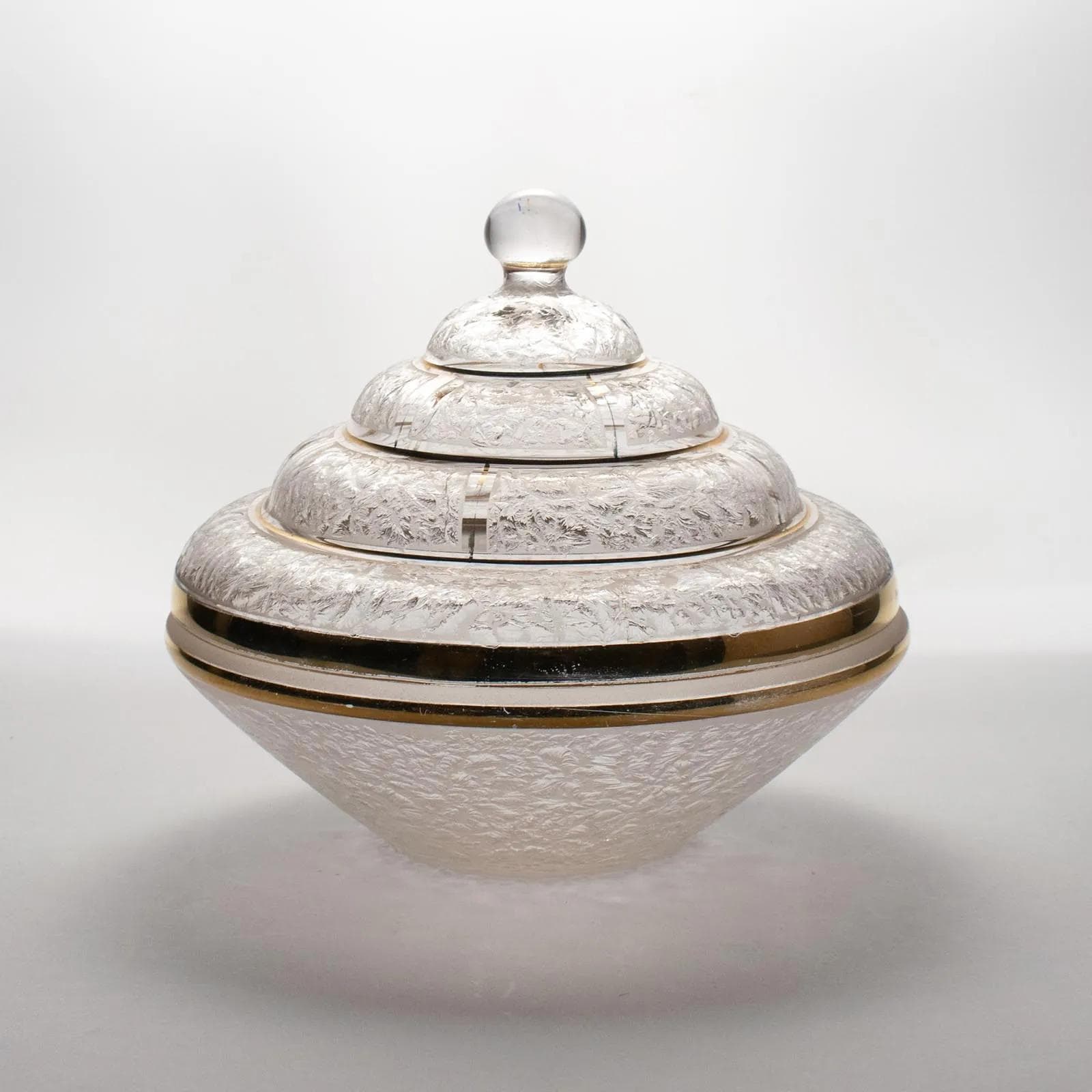 Bonbonniere Art Deco, yellow-gradient transparent glass, De Rupel, Belgium, 1930s. - 160535