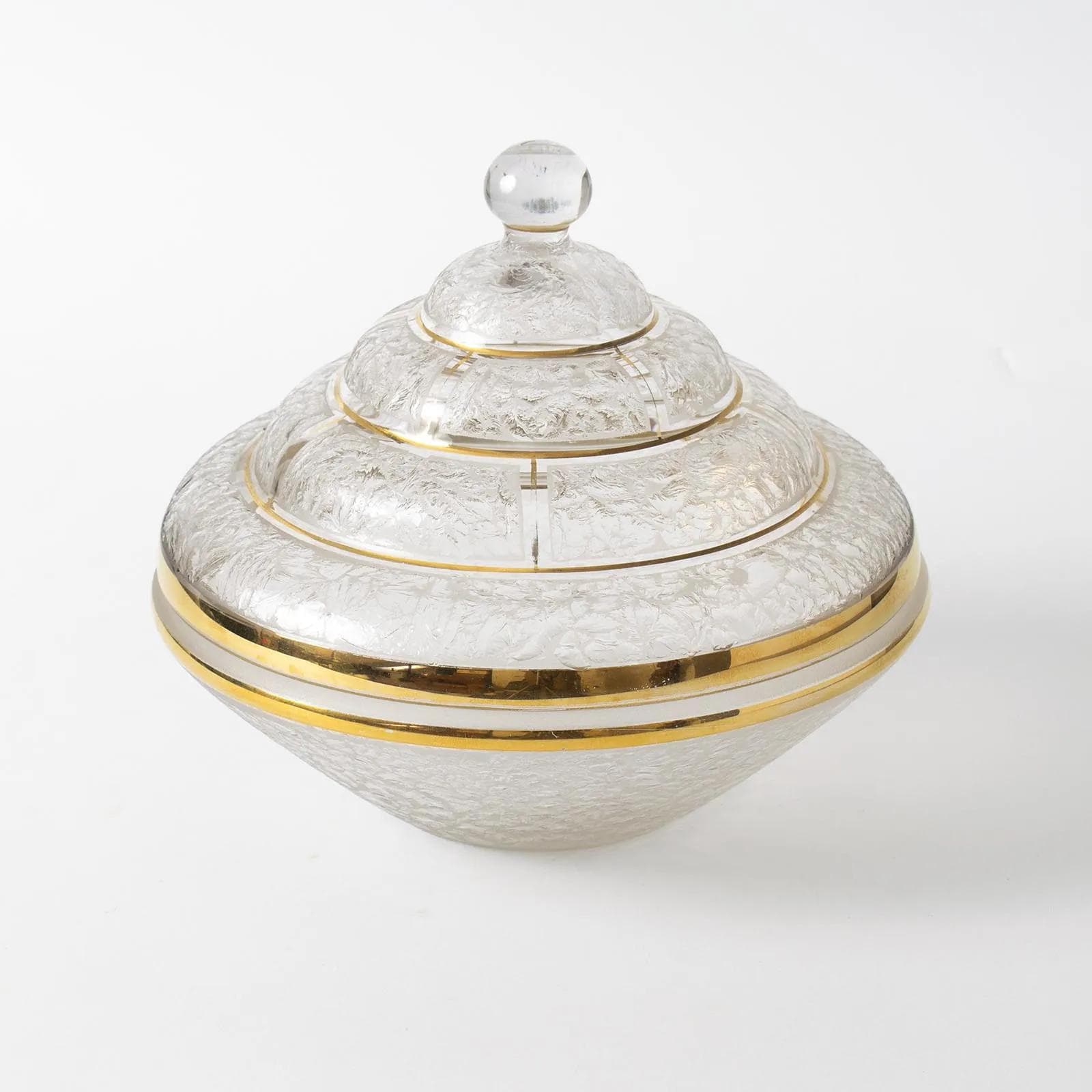 Bonbonniere Art Deco, yellow-gradient transparent glass, De Rupel, Belgium, 1930s. - 160534