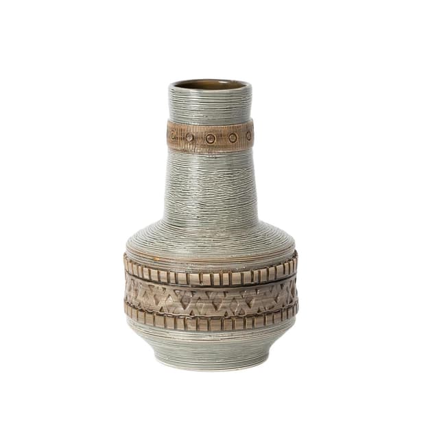 Vase, beige grey, ceramic, Fratelli Fanciullacci, Italy, 1960s. - DIMENSION