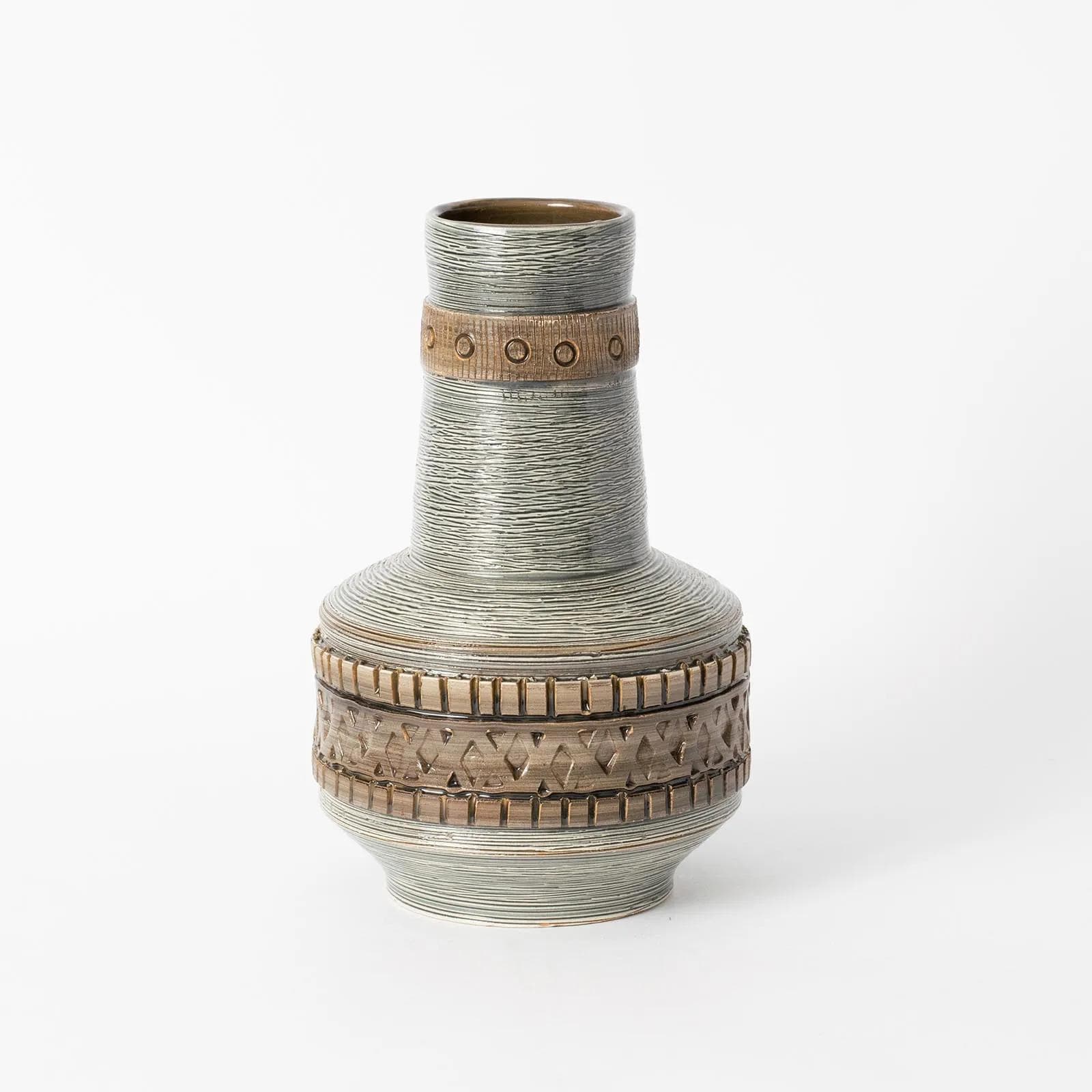 Vase, beige grey, ceramic, Fratelli Fanciullacci, Italy, 1960s. - 160521