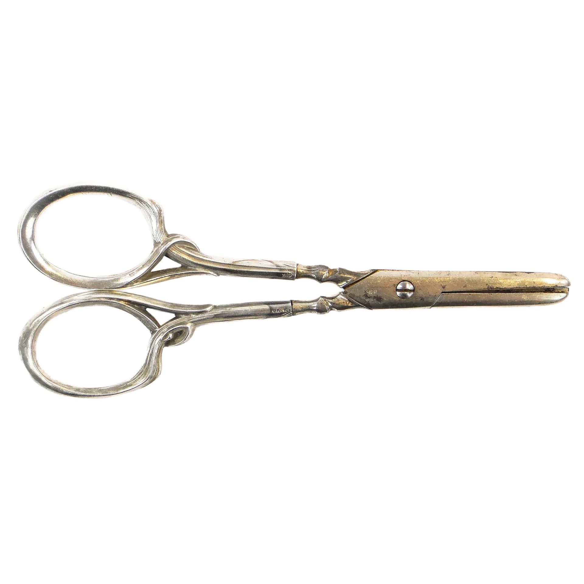 Table Scissors Art Deco, silver, white steel, Sweden, early 20th c.