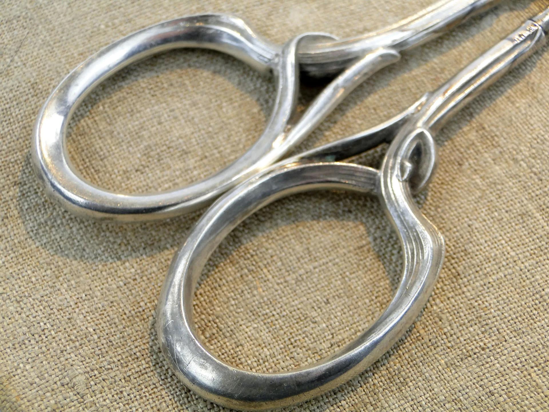 Table Scissors Art Deco, silver, white steel, Sweden, early 20th c. - 10216