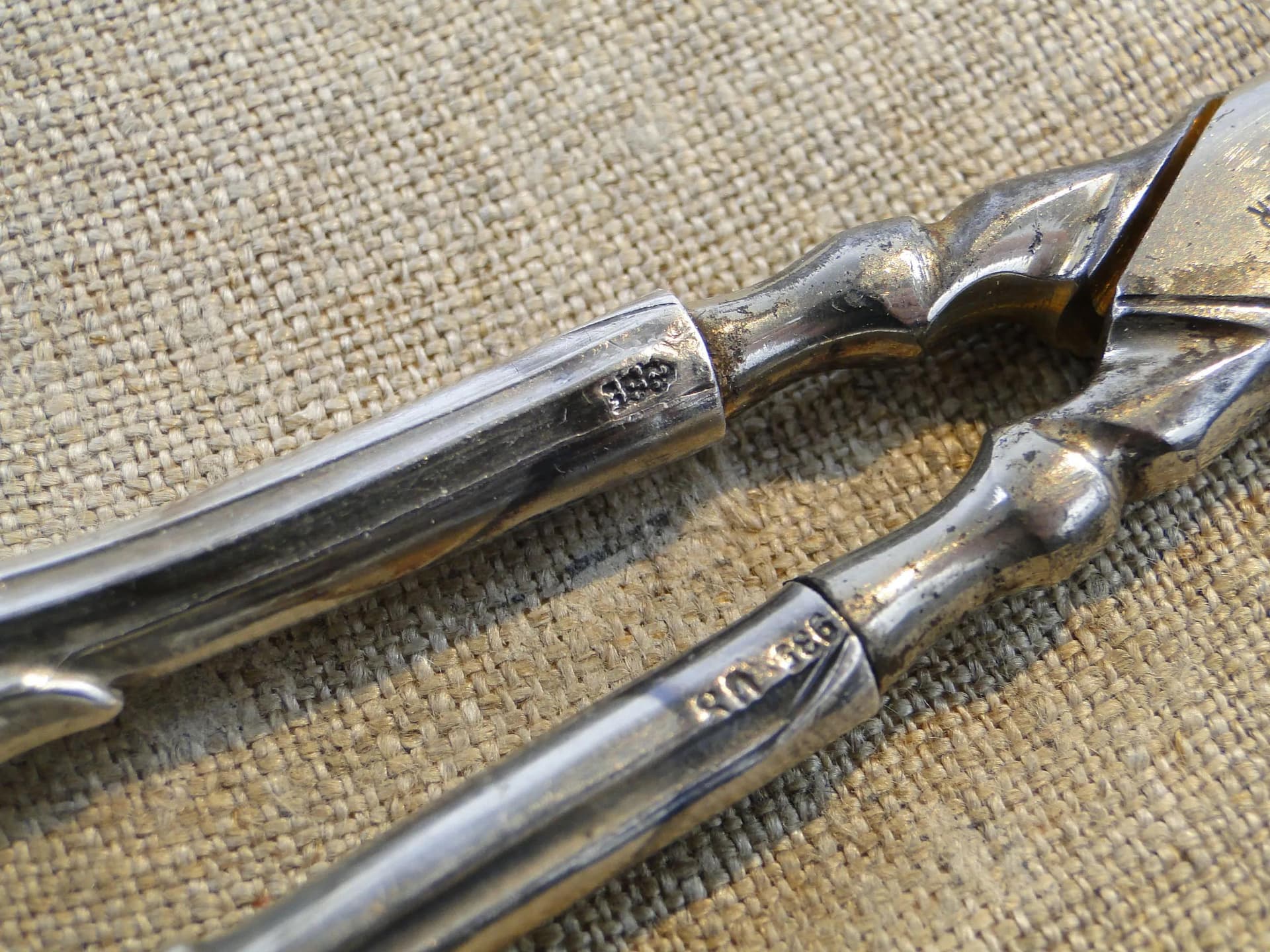 Table Scissors Art Deco, silver, white steel, Sweden, early 20th c. - 10218