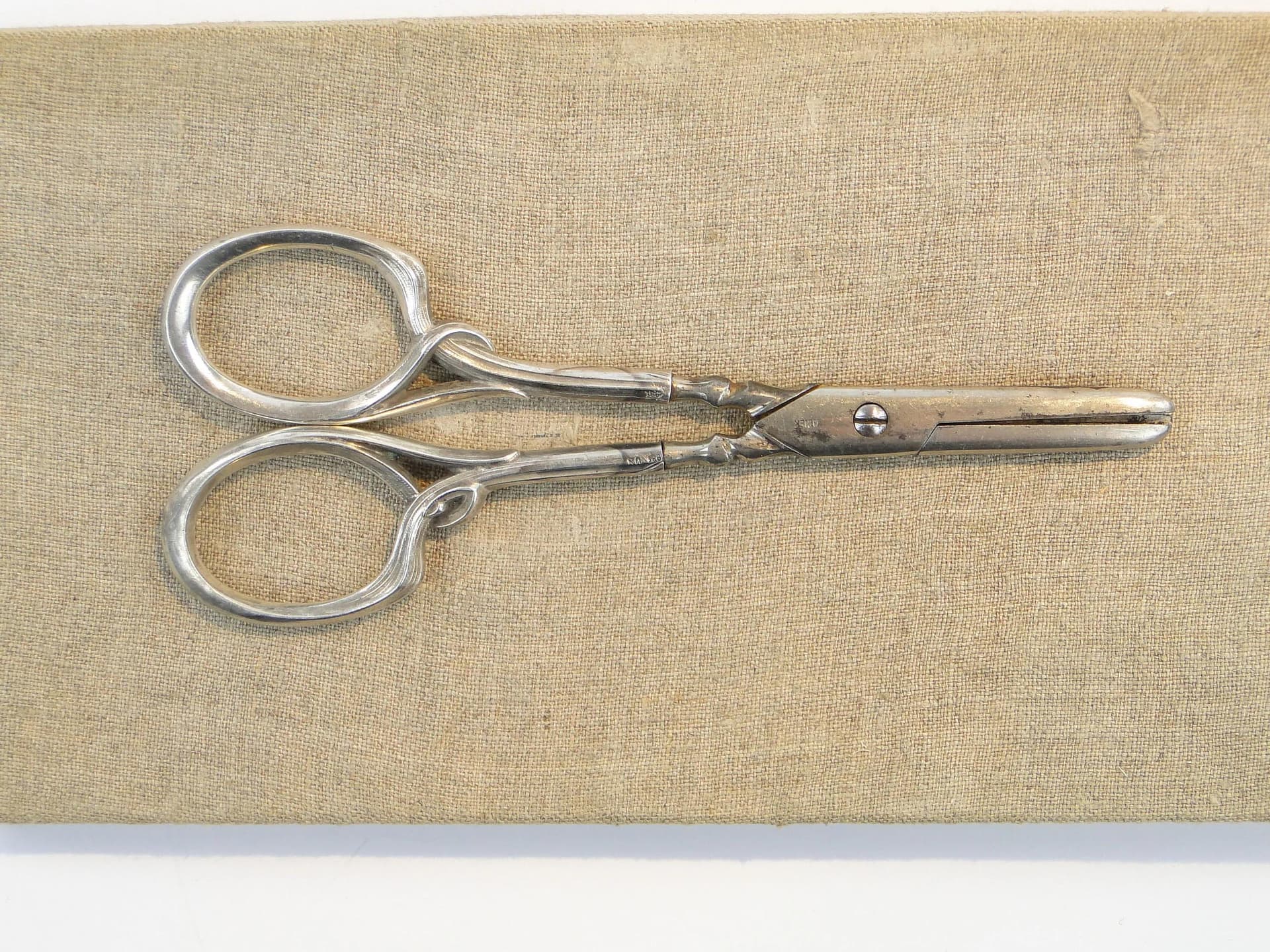 Table Scissors Art Deco, silver, white steel, Sweden, early 20th c. - 10212
