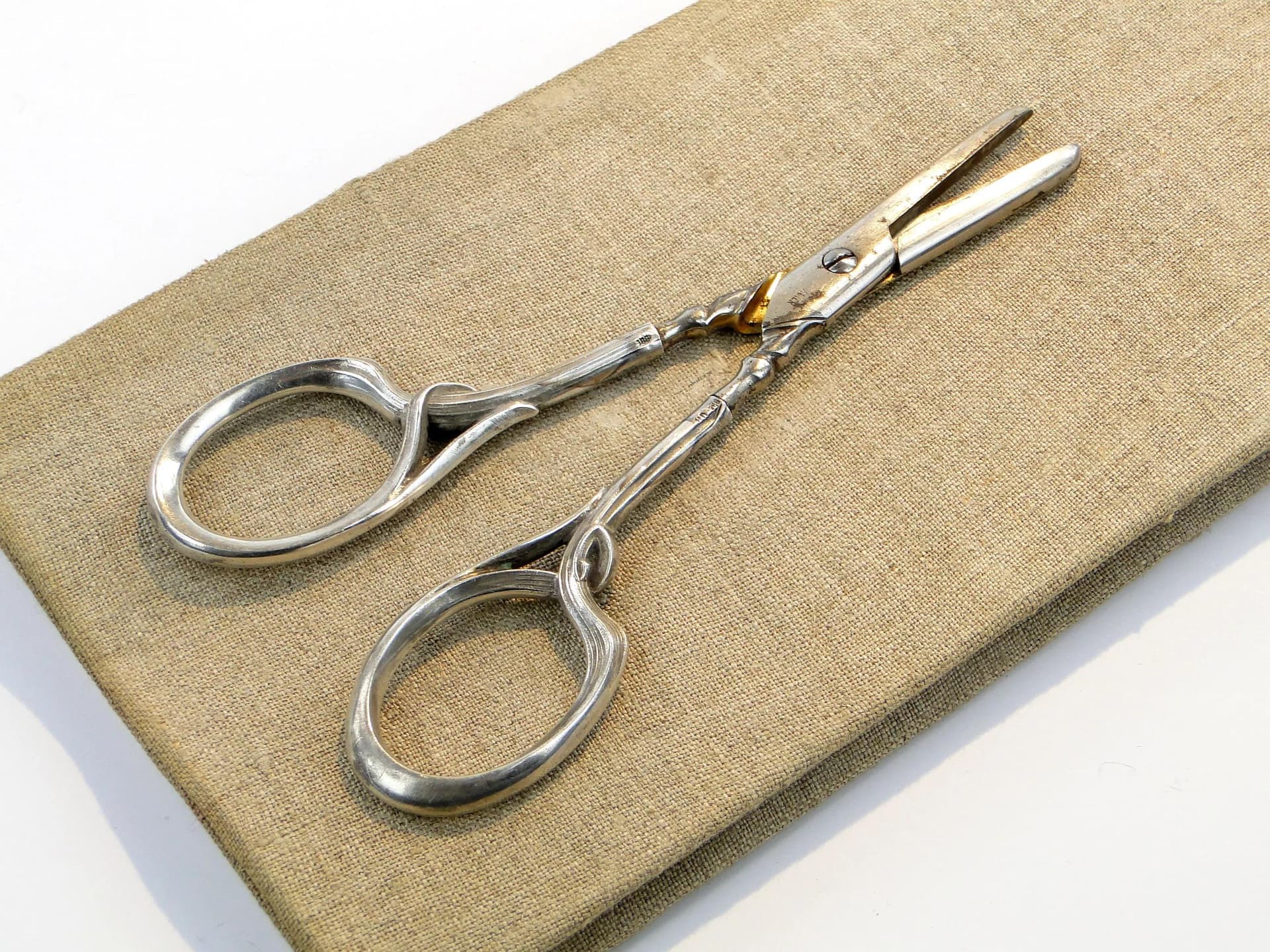 Table Scissors Art Deco, silver, white steel, Sweden, early 20th c. - 10214