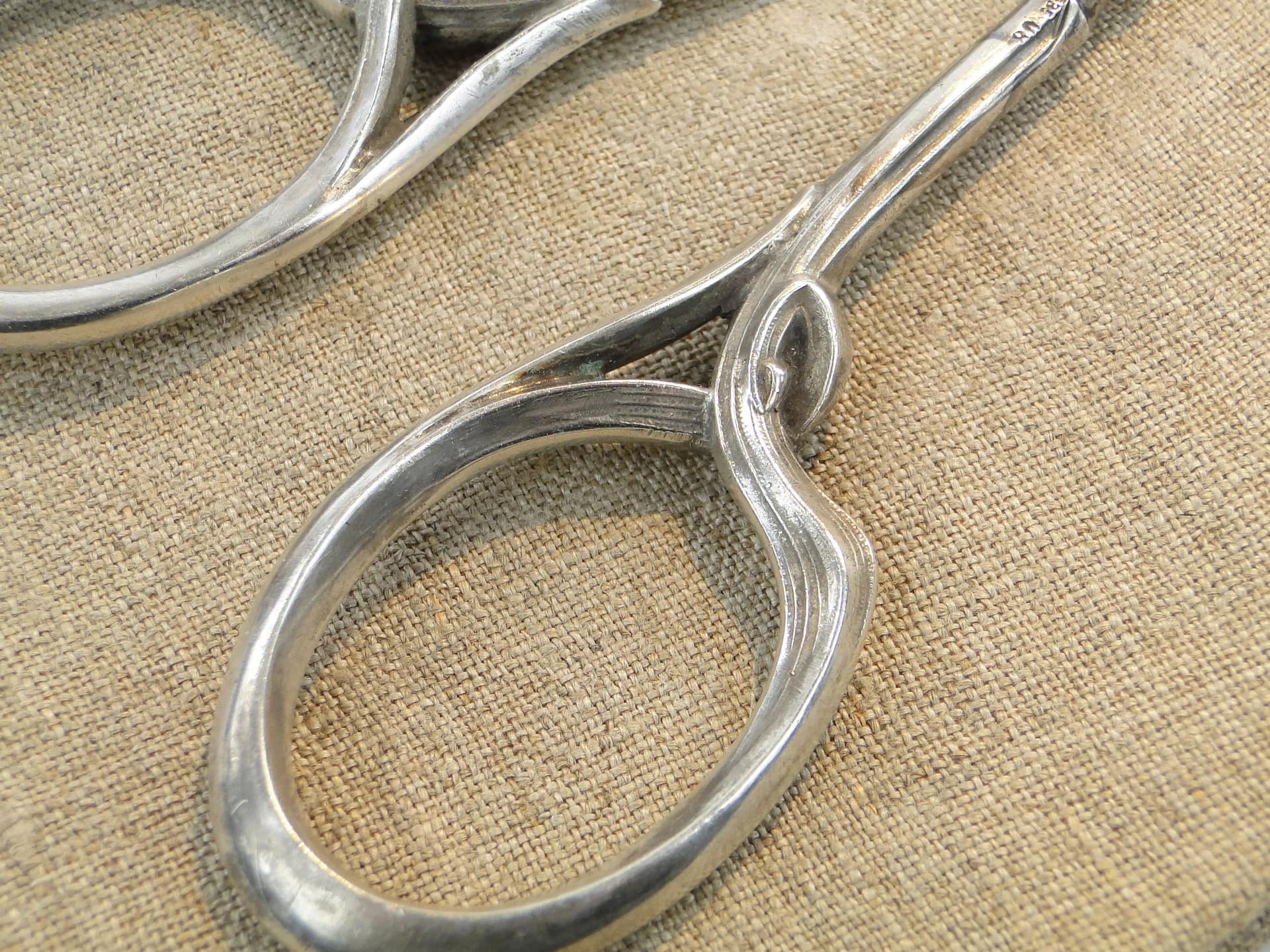 Table Scissors Art Deco, silver, white steel, Sweden, early 20th c. - 10215