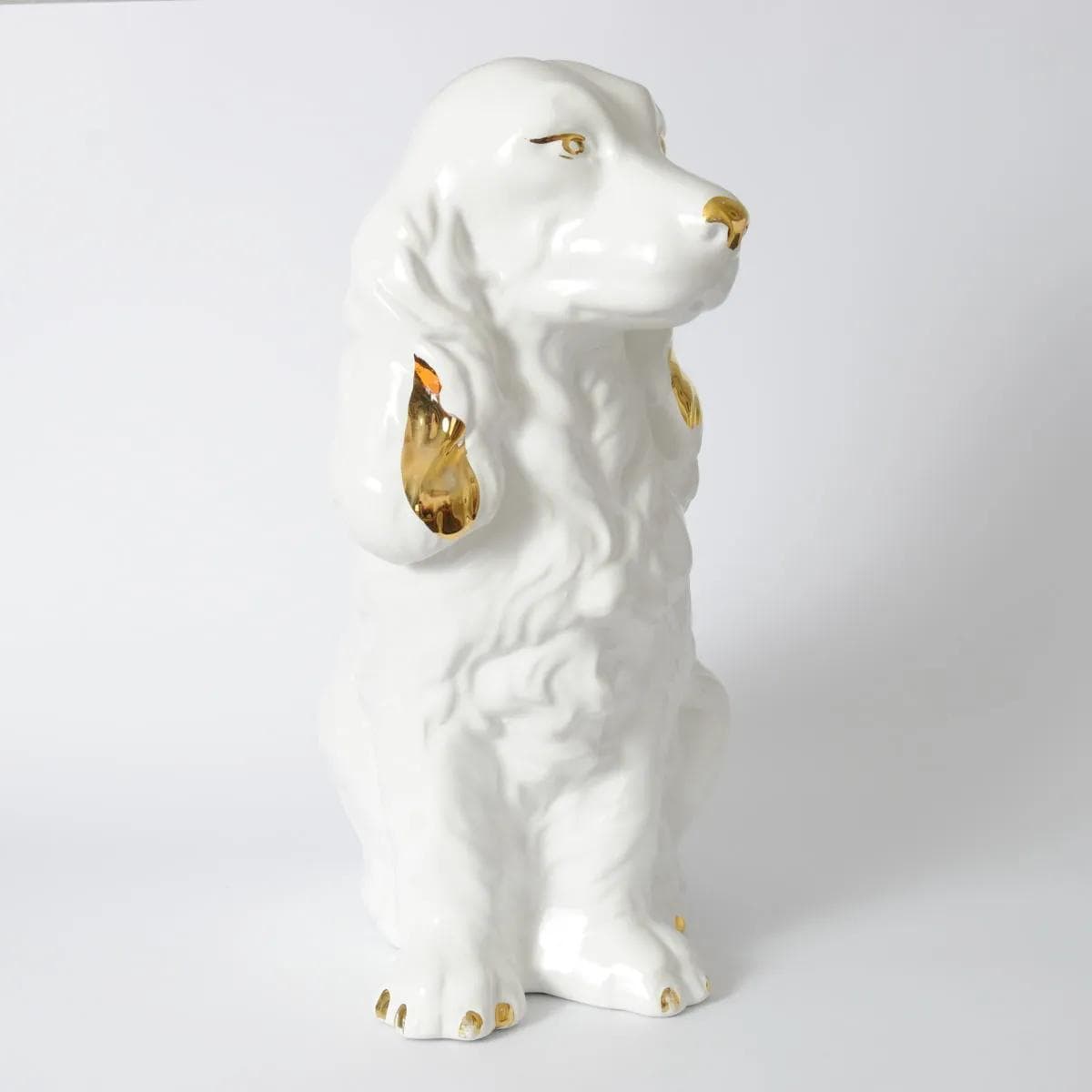 Figurka psa, biały, ceramika, Polska, lata 60. - 160492