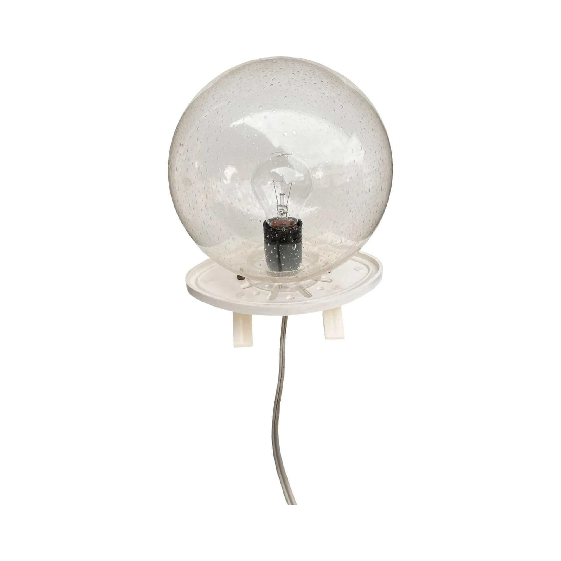 Table Lamp Space Age, transparent glass bubble glass shade, white plastic, Germany, 1970s. - 160826