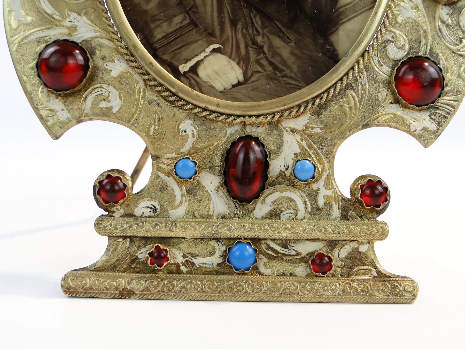 Lyre Photo Frame, Biedermeier, gilded brass white enamel, Austria-Hungary, 19th c. - 10204