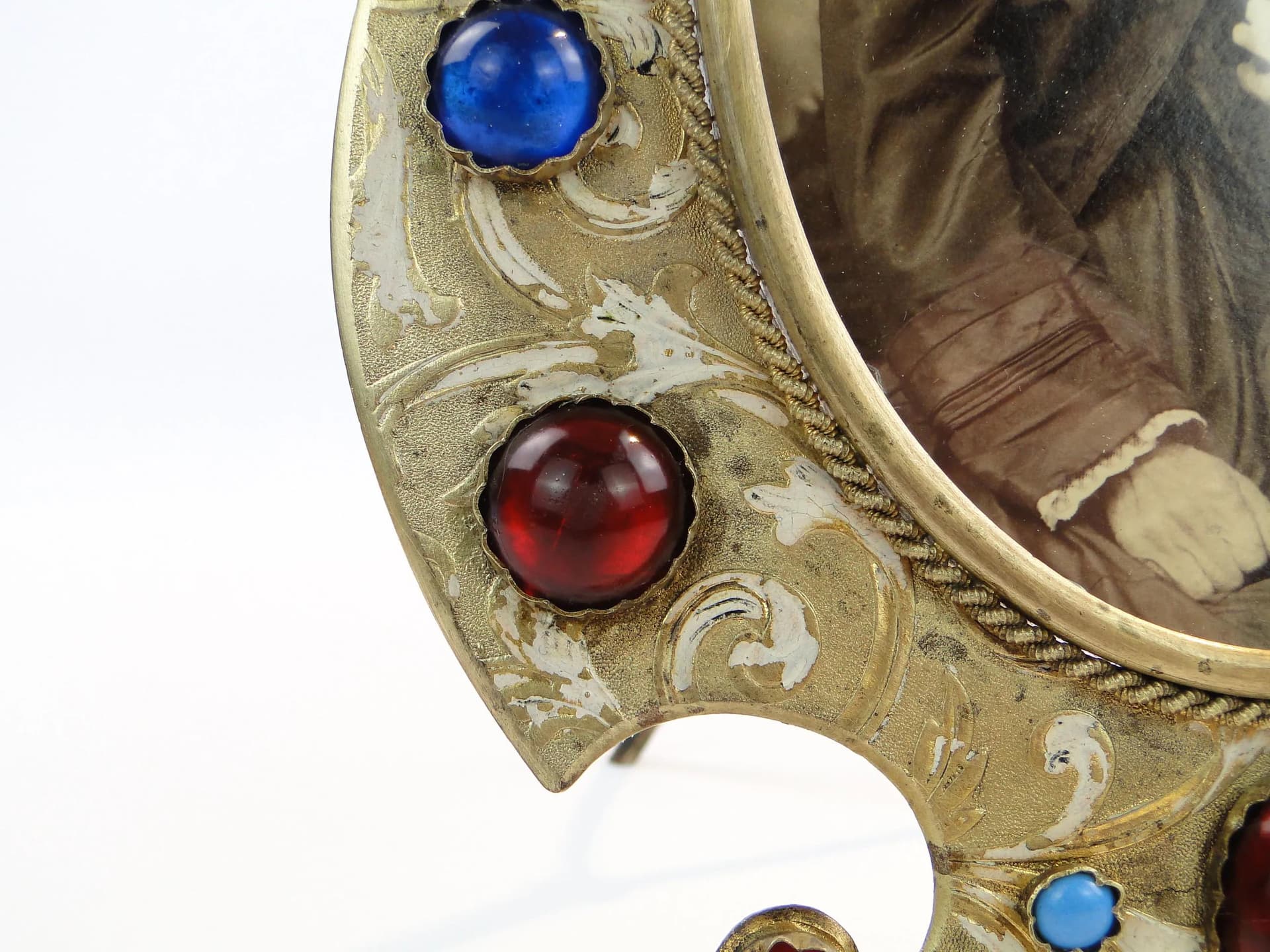 Lyre Photo Frame, Biedermeier, gilded brass white enamel, Austria-Hungary, 19th c. - 10206