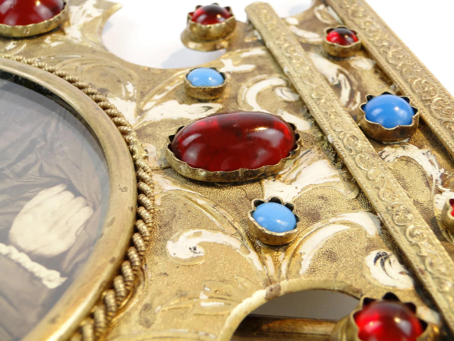 Lyre Photo Frame, Biedermeier, gilded brass white enamel, Austria-Hungary, 19th c. - 10210