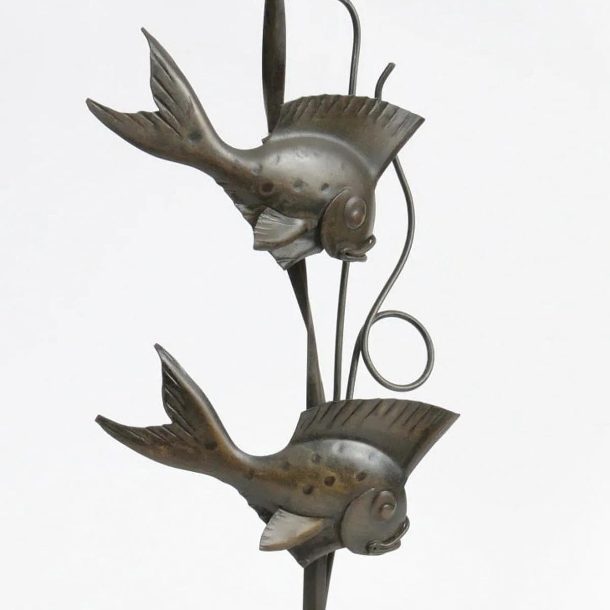 Sculpture Fish, dark brown iron, light stone, Western Europe, 1960s. - 160444