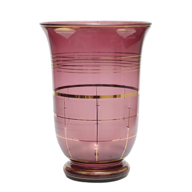 Vase Art Deco, violet glass, Rupel Boom, Belgium, 1930s - DIMENSION
