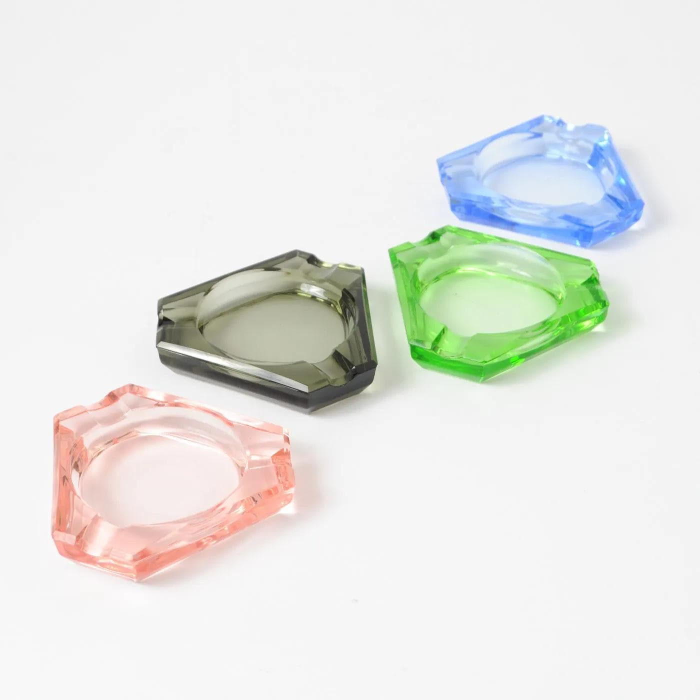 Komplet czterech popielniczek, multikolor, szkło, Niemcy, lata 60. - 160433