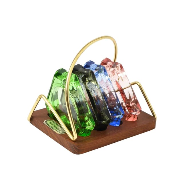 Komplet czterech popielniczek, multikolor, szkło, Niemcy, lata 60. - WYMIARY