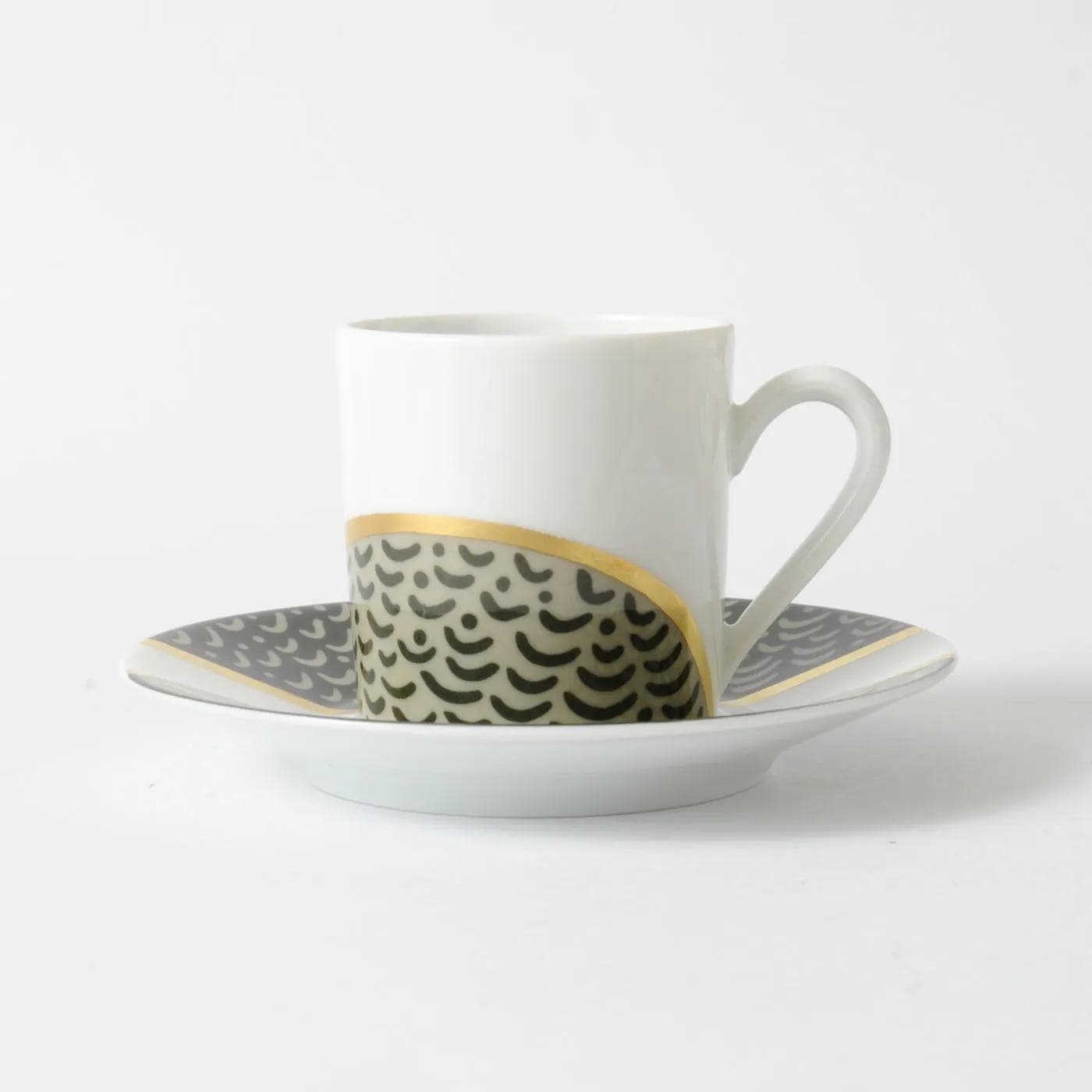 Set of four coffee cups, multicolor porcelain, by D. Roman, Limoges, France, 1980s. - 160413