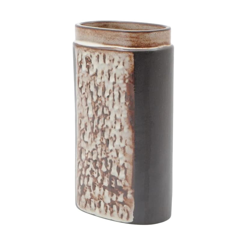 Vase, brown, ceramics, by J. Forejtová, Czechoslovakia, 1970s.