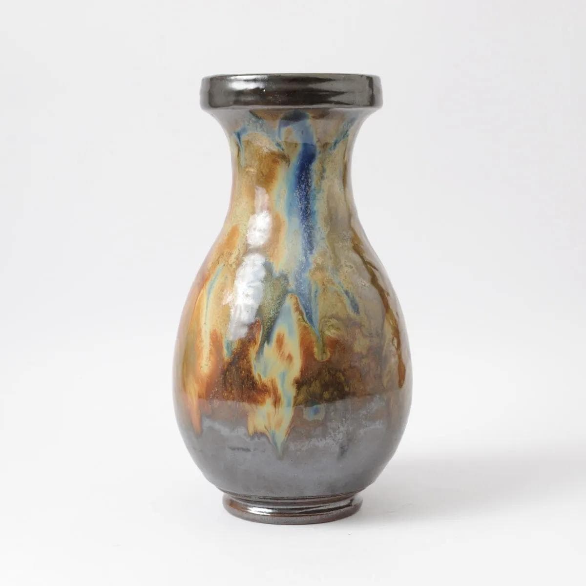 Vase, brown, stoneware, by R. Guerin, Belgium, 1940s. - 160370