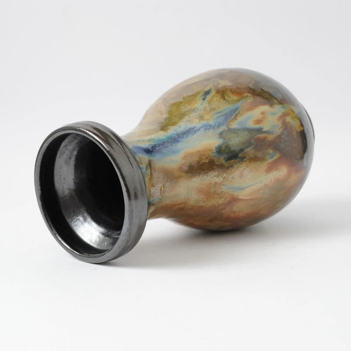 Vase, brown, stoneware, by R. Guerin, Belgium, 1940s. - 160372