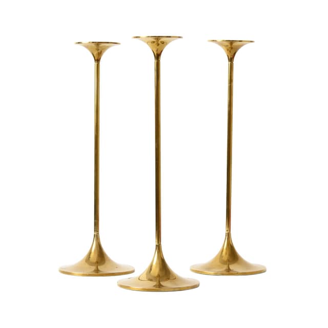Komplet świeczników Hi-Fi, mosiądz złoty, proj. M. Bruel, Torben Orskov, Dania, lata 70. - WYMIARY