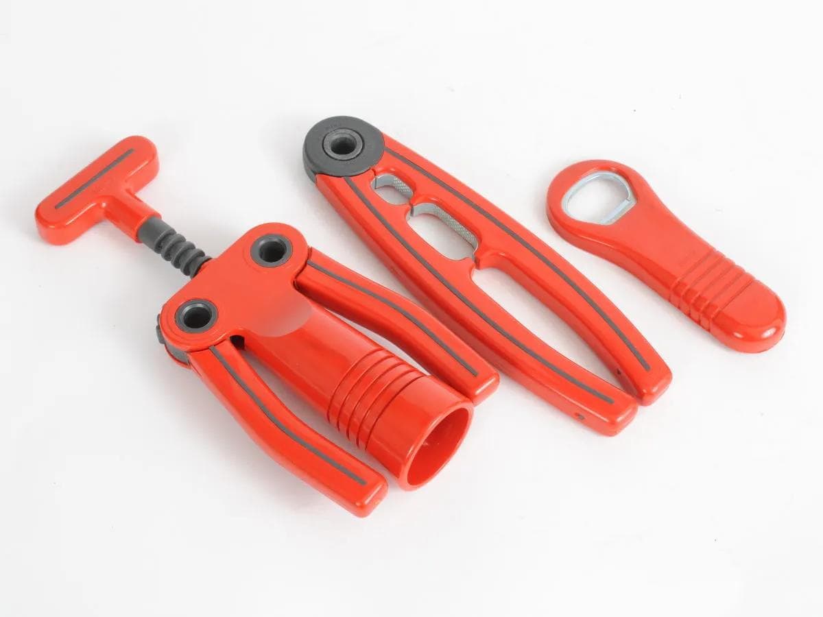 Bar set, red black, plastic metal, by P. Spagnolo, Biesse, Italy, 1980s. - 160355