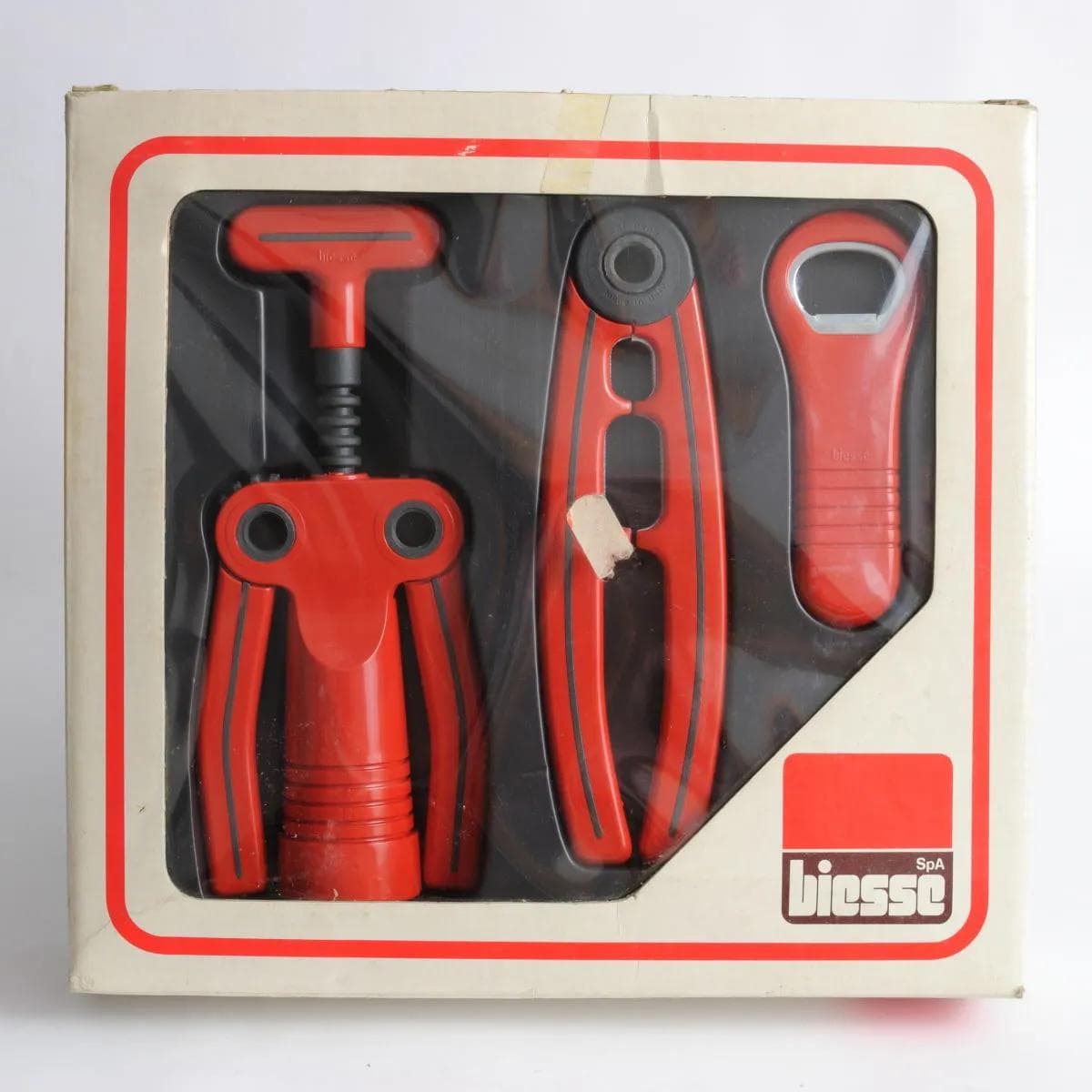 Bar set, red black, plastic metal, by P. Spagnolo, Biesse, Italy, 1980s. - 160356