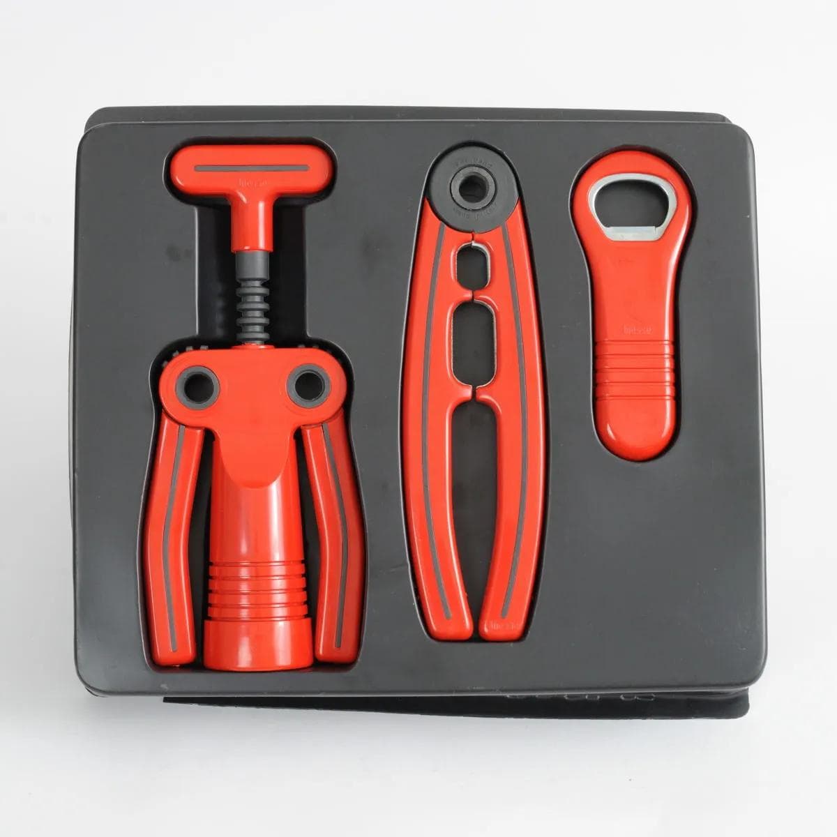 Bar set, red black, plastic metal, by P. Spagnolo, Biesse, Italy, 1980s. - 160354