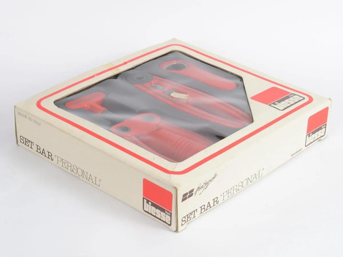 Bar set, red black, plastic metal, by P. Spagnolo, Biesse, Italy, 1980s. - 160353