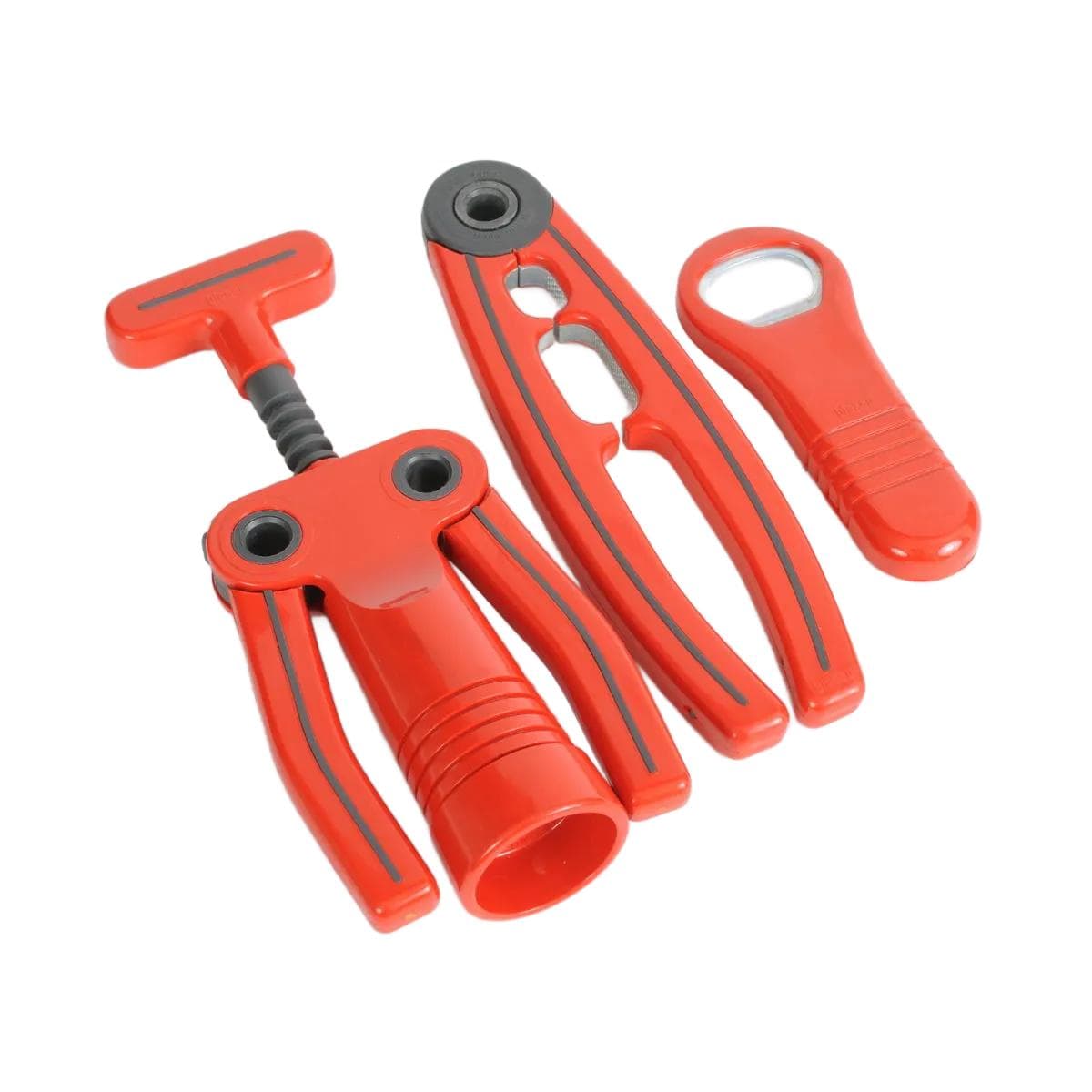 Bar set, red black, plastic metal, by P. Spagnolo, Biesse, Italy, 1980s.