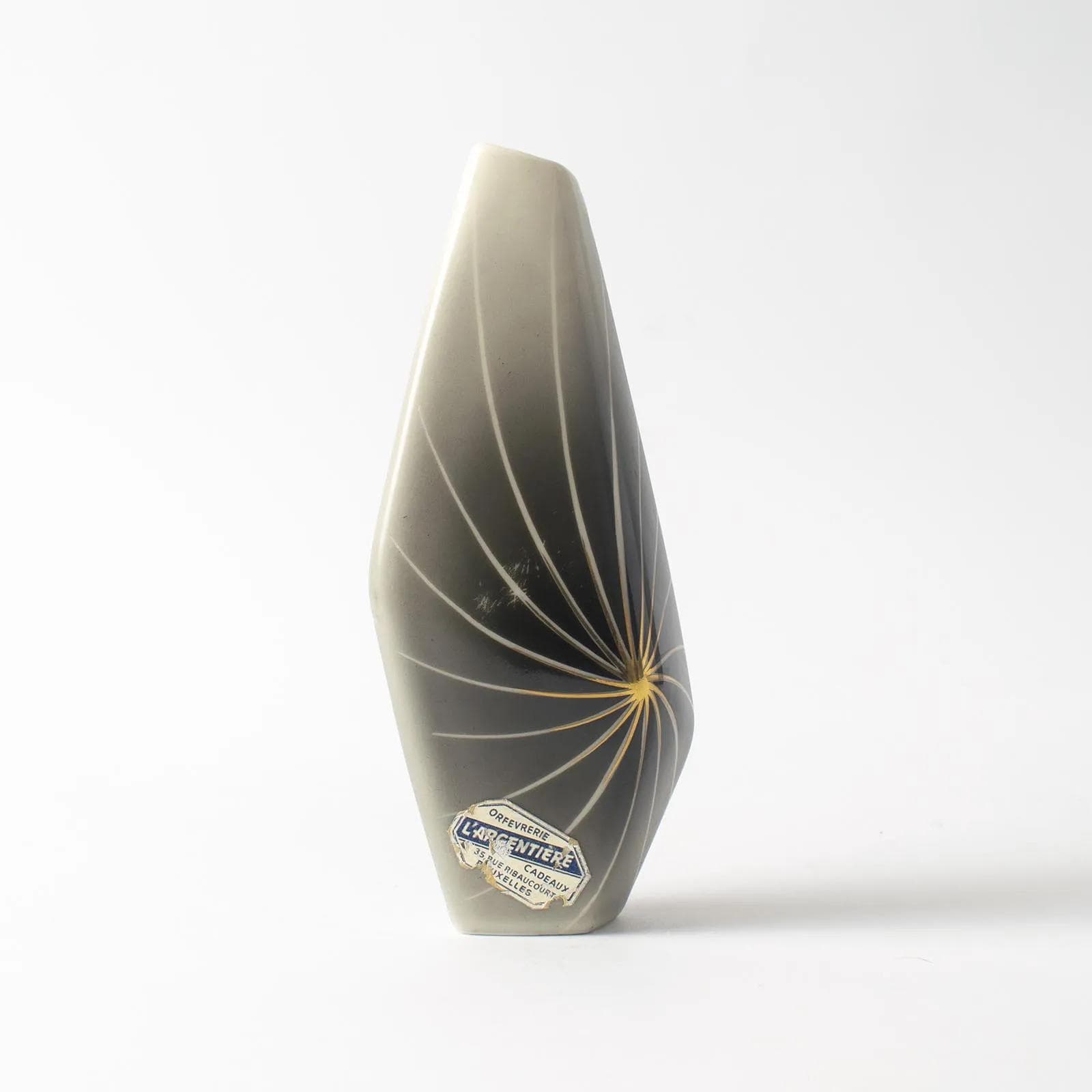 Wazon, Lindner Kueps Bavaria, szary, porcelana, Niemcy, lata 50. - 160346