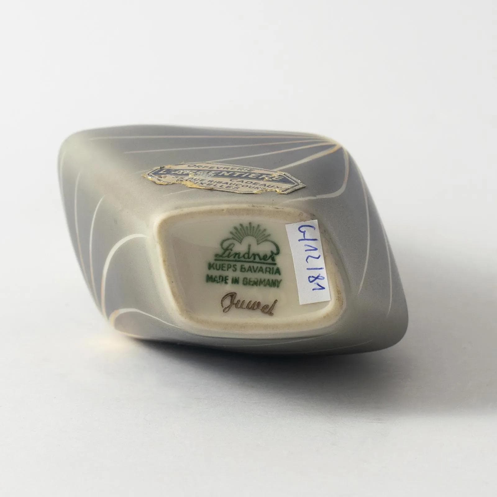 Wazon, Lindner Kueps Bavaria, szary, porcelana, Niemcy, lata 50. - 160350