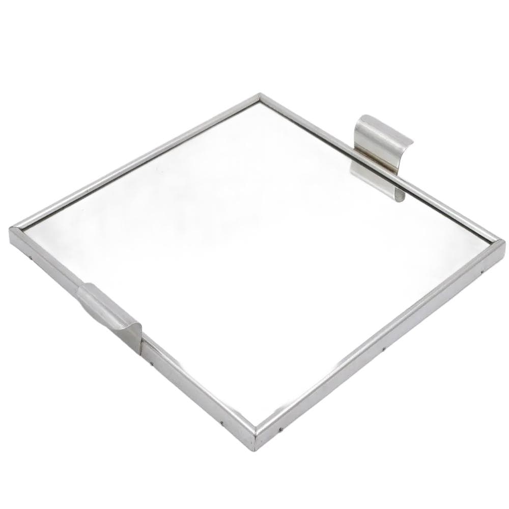 Mirrored tray, silver, chrome steel, glass, Czechoslovakia, 1950s.