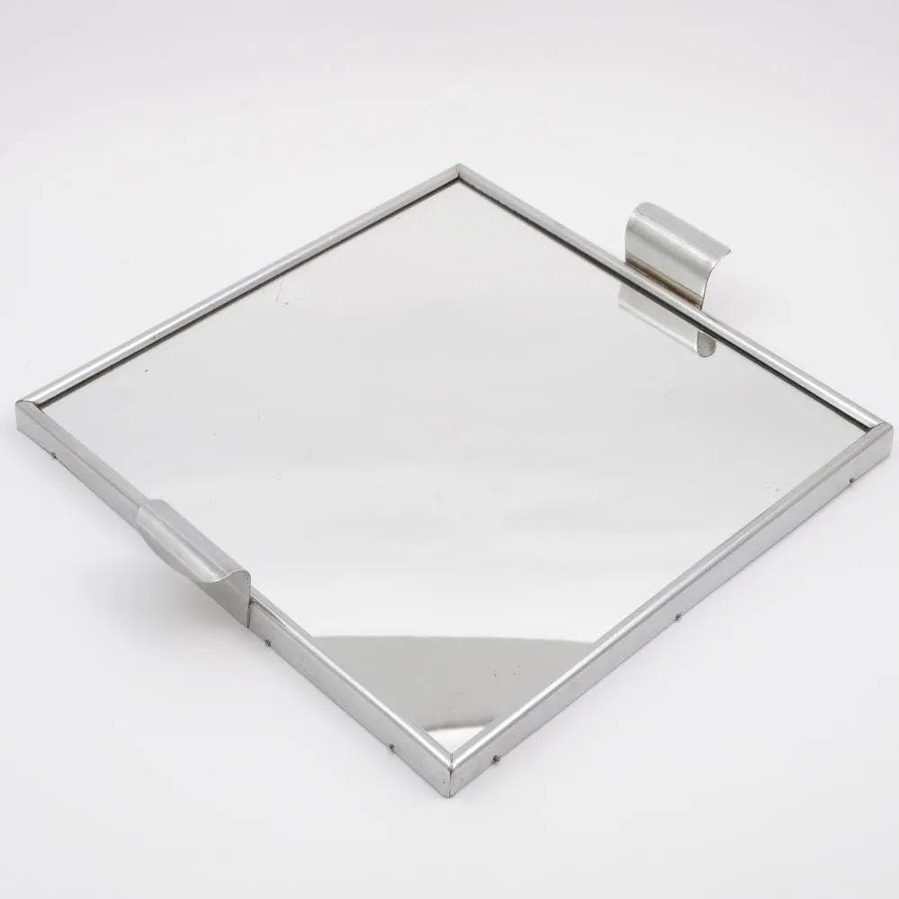 Mirrored tray, silver, chrome steel, glass, Czechoslovakia, 1950s. - 160335