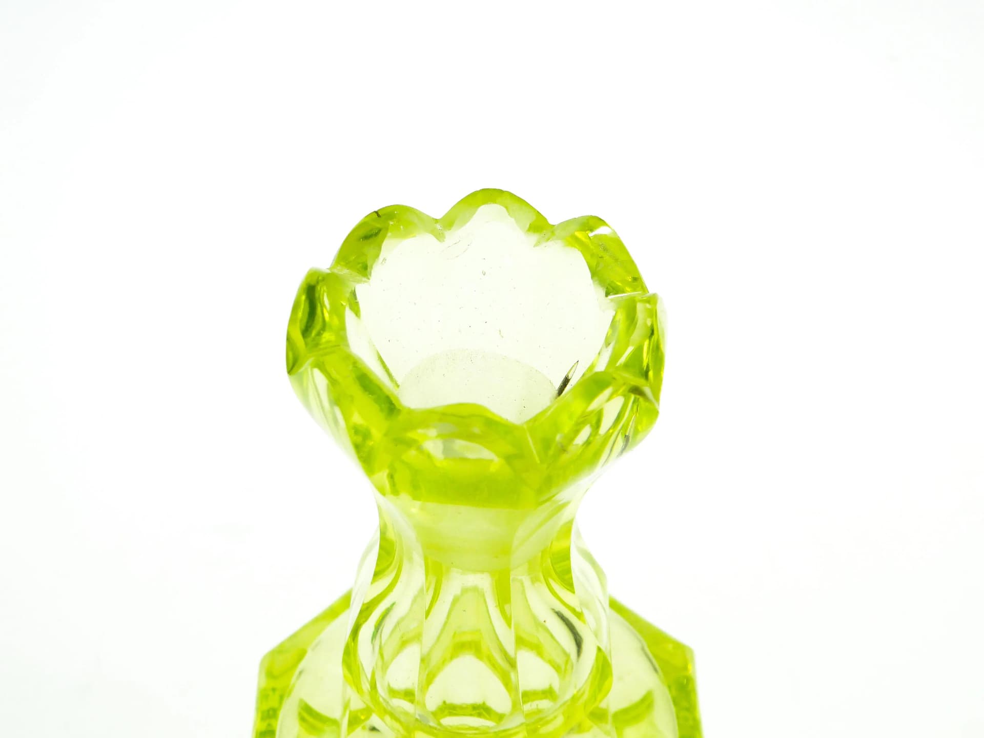 Decanter Biedermeier, green uranium glass, Austria, 1830s. - 160696