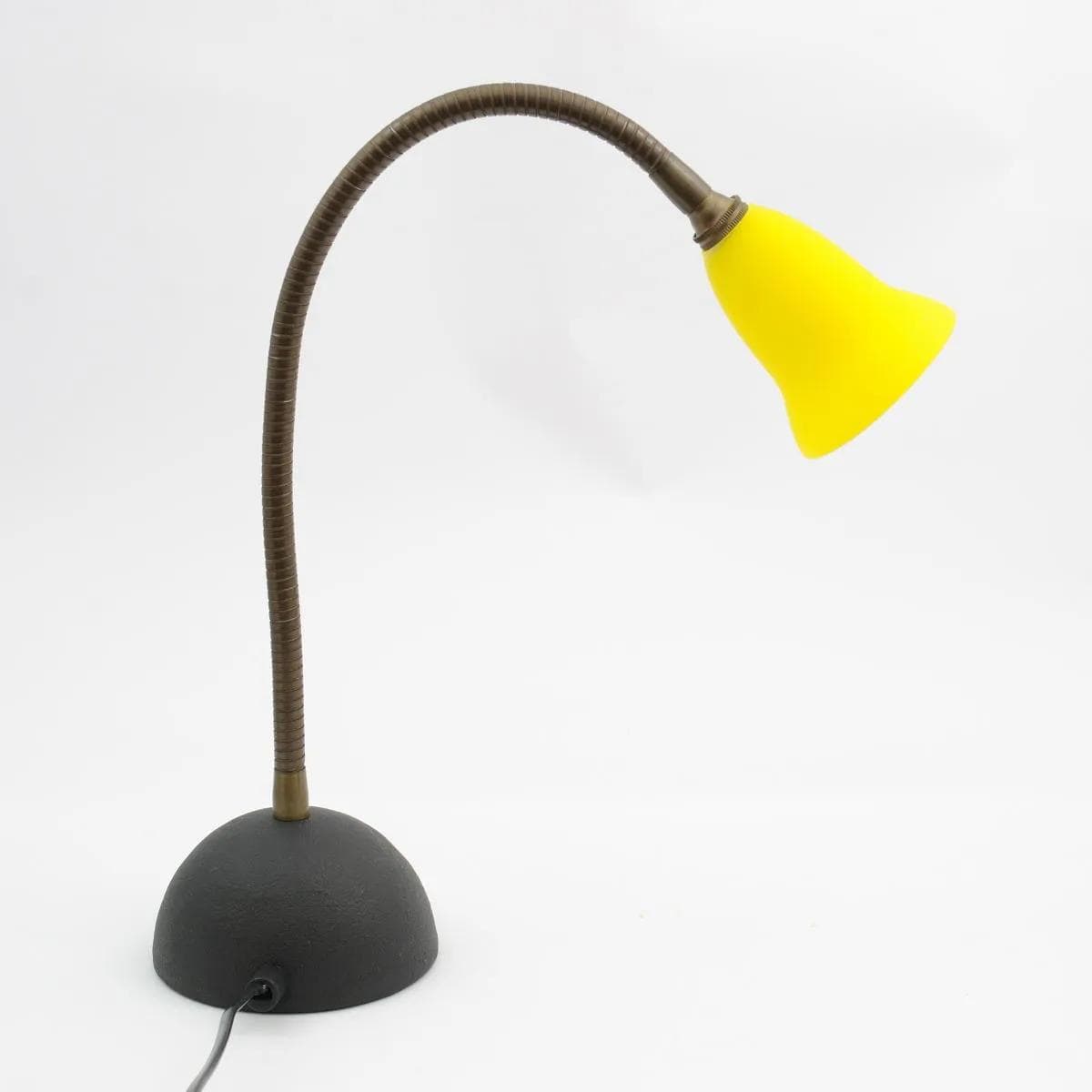 Desk Lamp, yellow glass, brass, black cast iron, by R. Nollet, Netherlands, 1980s. - 160332