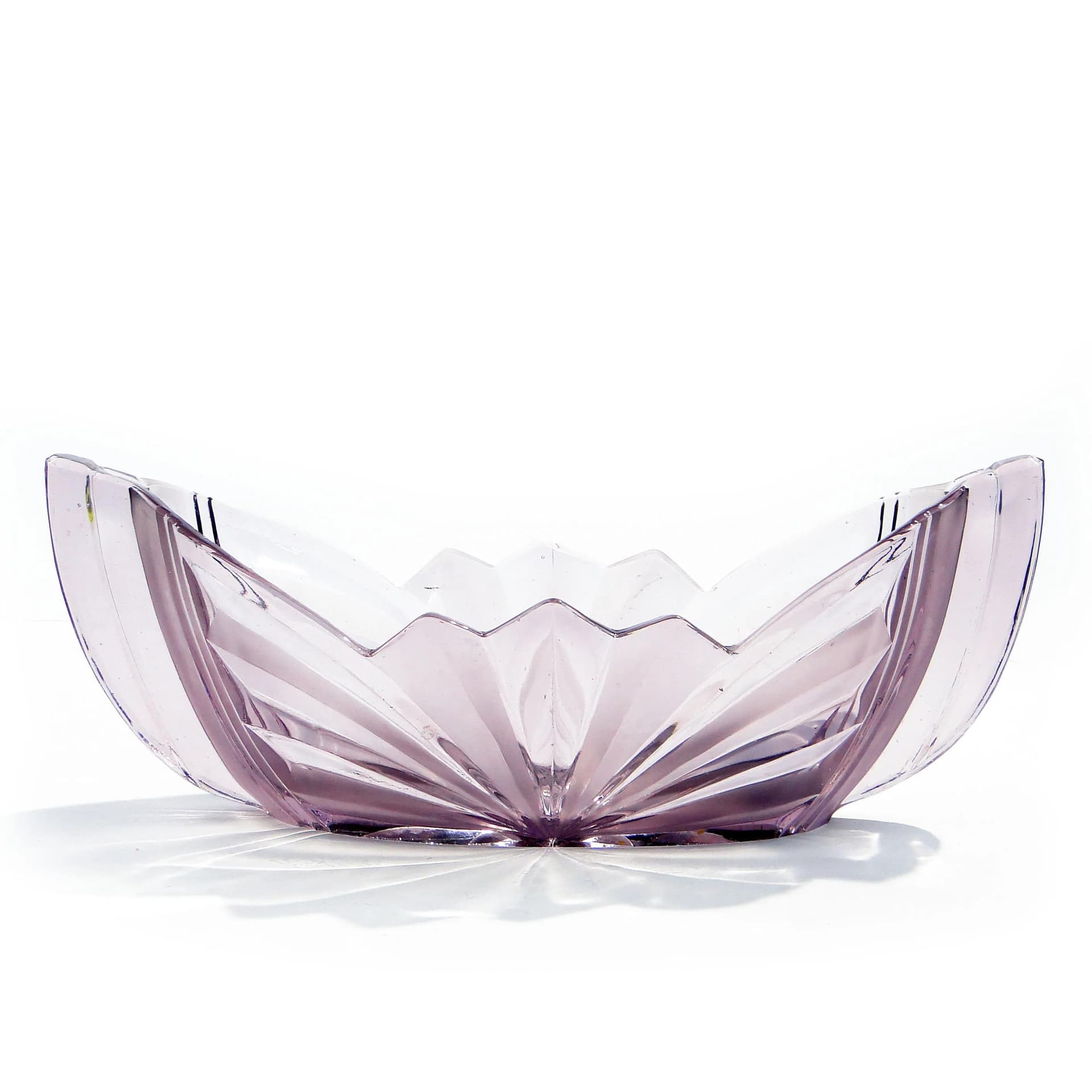 Żardiniera Art Deco, fioletowa, szkło, Huta Niemen, Polska, lata 30. - 160637