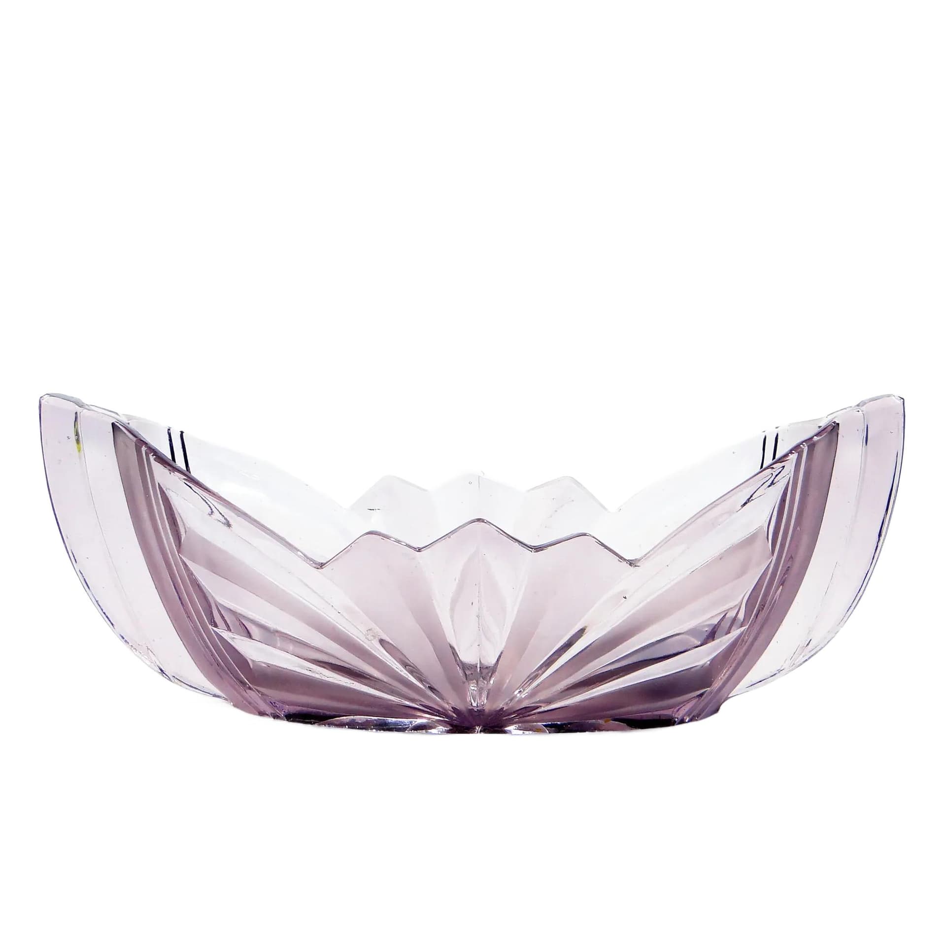 Żardiniera Art Deco, fioletowa, szkło, Huta Niemen, Polska, lata 30.