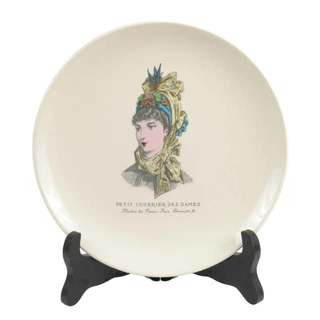Para talerzy dekoracyjnych, beżowy, porcelana, Gien, Francja, lata 50. - WYMIARY