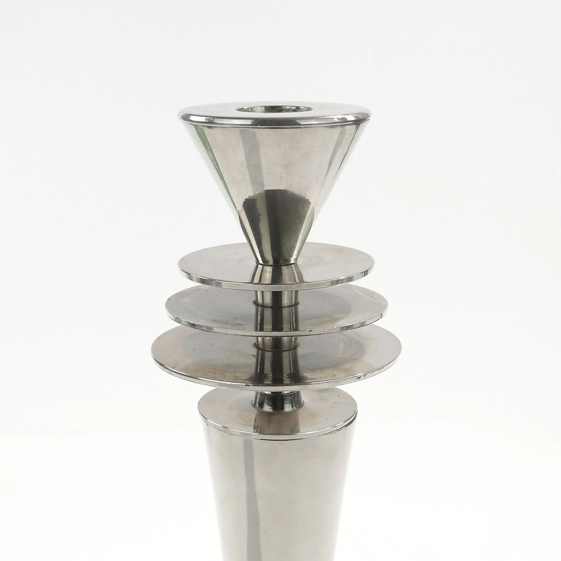 Świecznik Art déco, srebro, mosiądz, Christofle, Francja, lata 20. - 160616