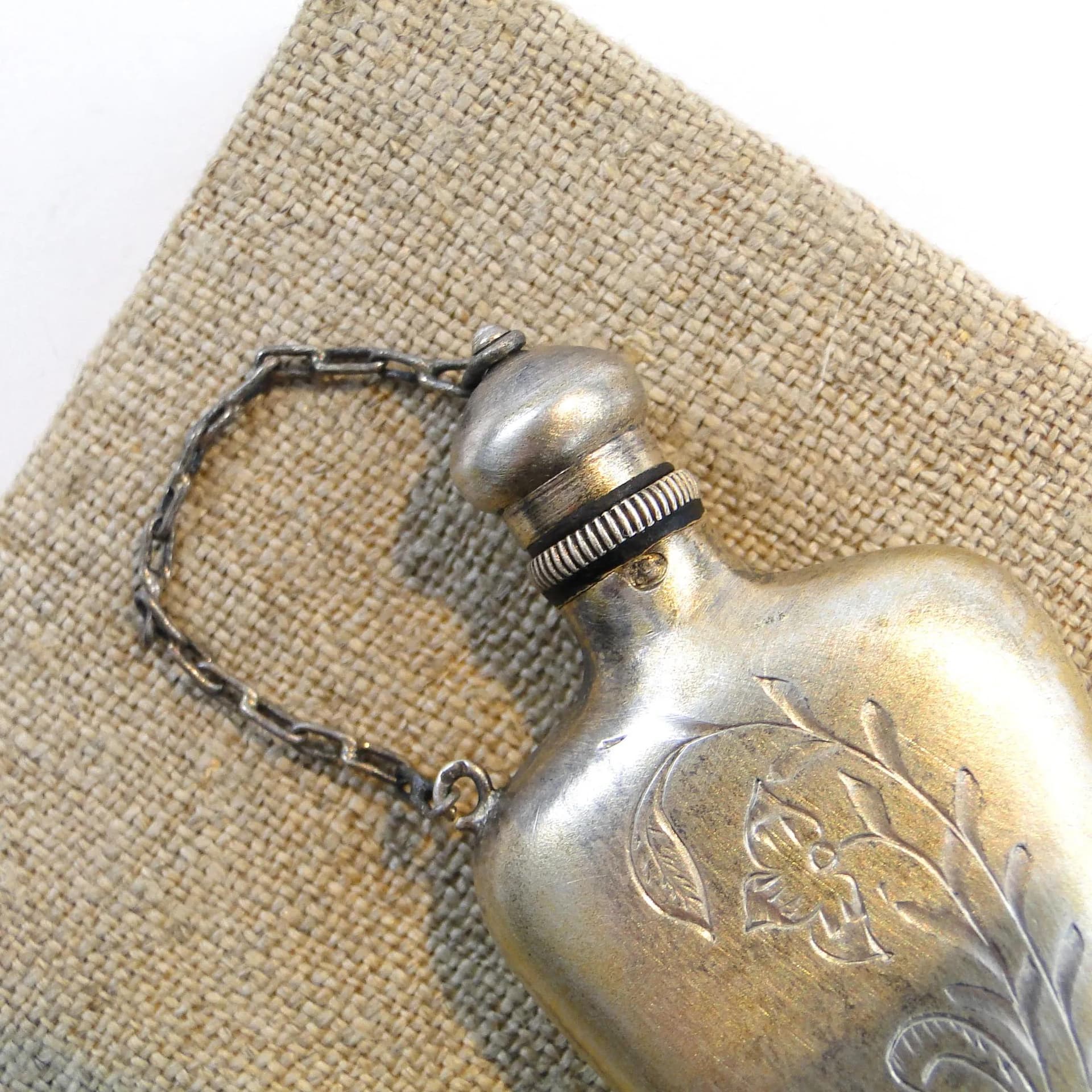 Perfume Bottle, Engraved Silver, Warsaw, Poland, 1980s - 10329