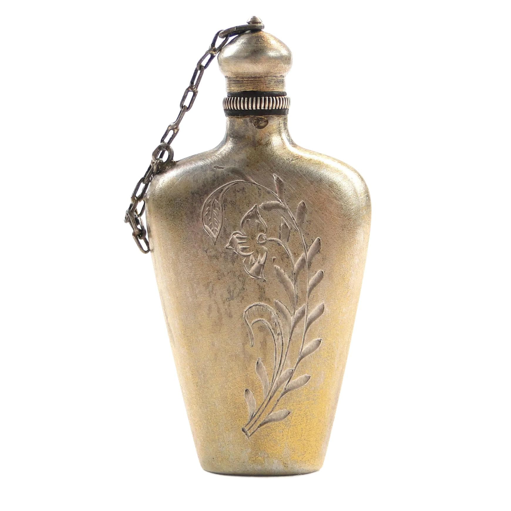 Perfume Bottle, Engraved Silver, Warsaw, Poland, 1980s