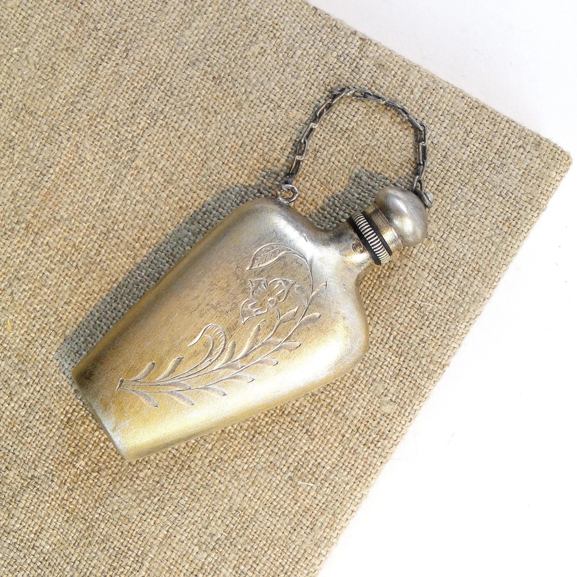 Perfume Bottle, Engraved Silver, Warsaw, Poland, 1980s - 10328