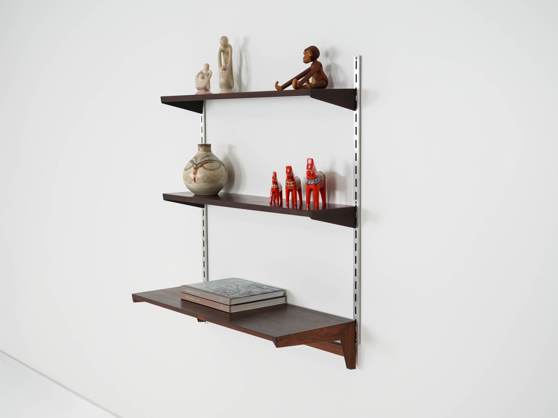 Shelving unit, rosewood dark brown, by K. Kristiansen, Denmark, 1960s. - 160901