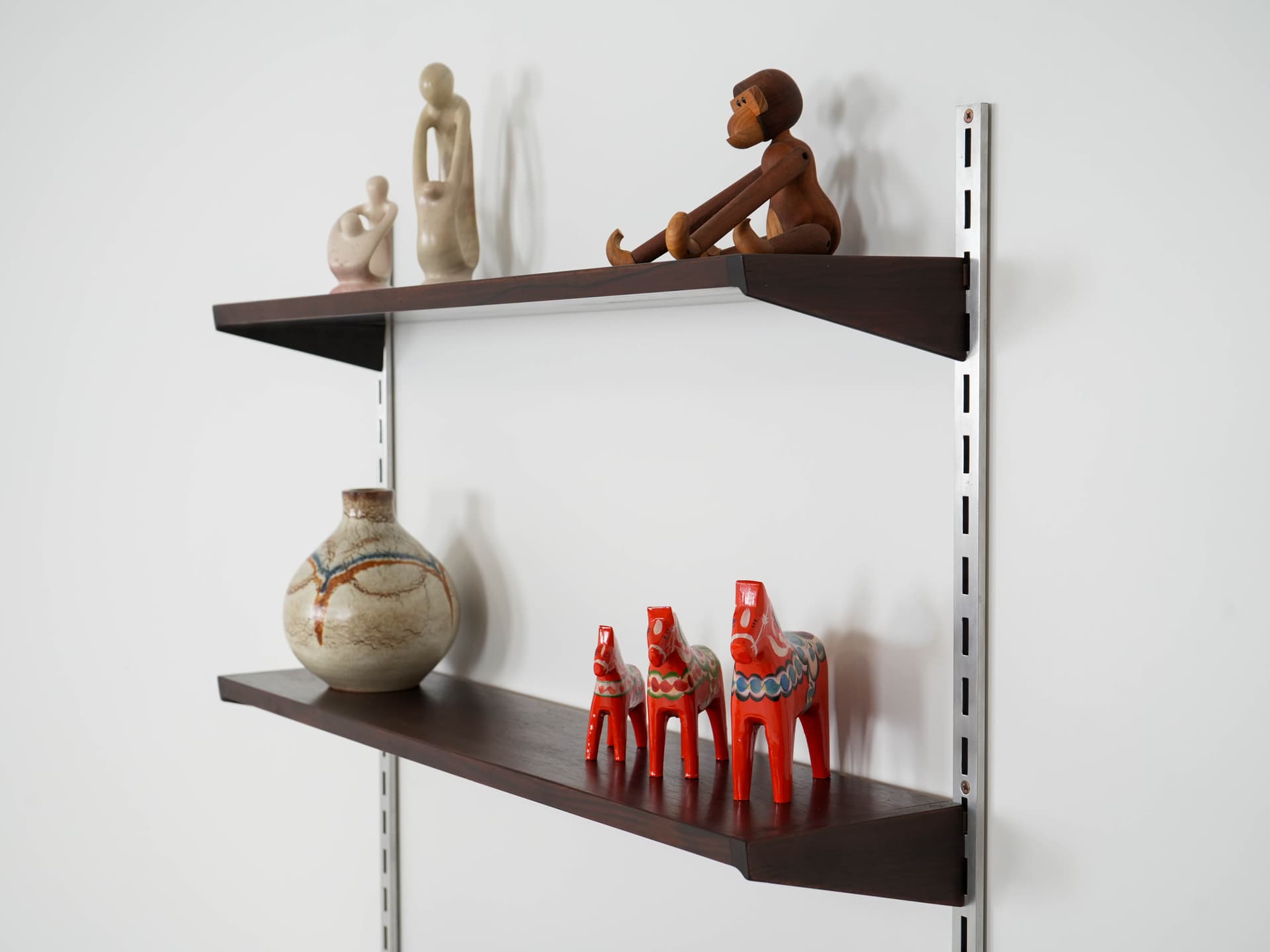 Shelving unit, rosewood dark brown, by K. Kristiansen, Denmark, 1960s. - 160911