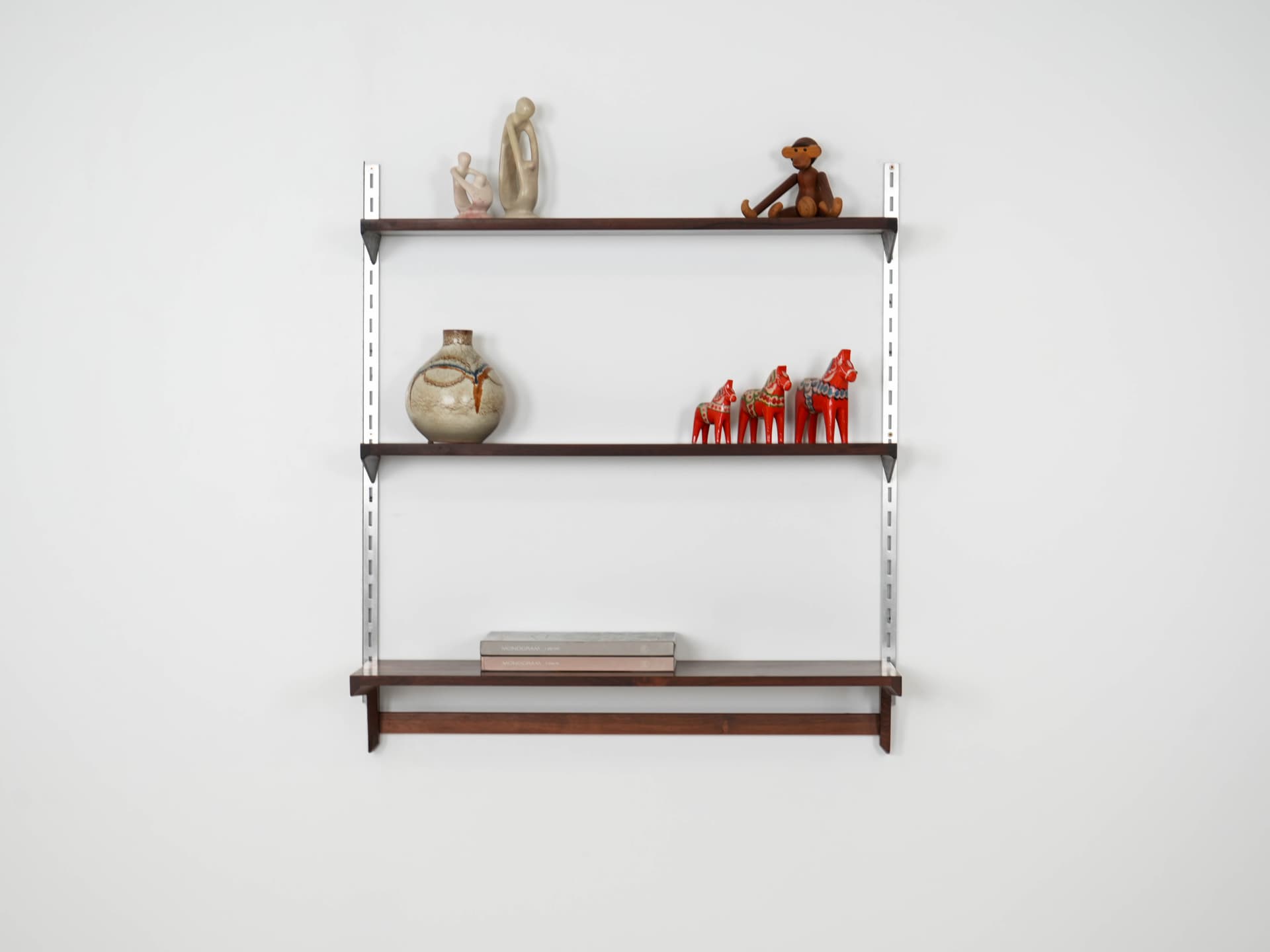Shelving unit, rosewood dark brown, by K. Kristiansen, Denmark, 1960s. - 160900